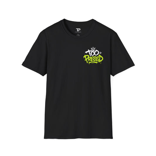 Pressed Graffiti Logo T-Shirt | Small Chest Script, Minimal Back Logo