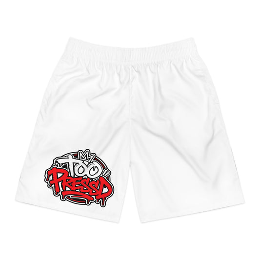 Jogger Shorts — "Too Pressed" Red Graffiti Graphic