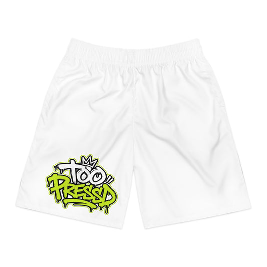 Men's Jogger Shorts — 'Too Pressed' Neon Graffiti Athletic Shorts